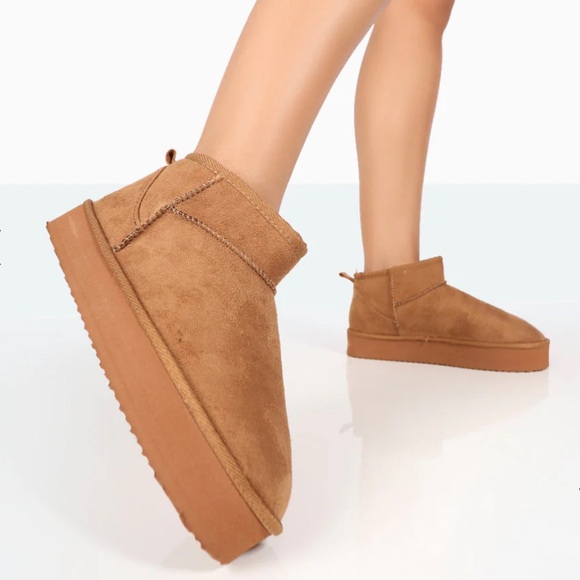 Public Desire Shorty Tan Faux Suede Ultra Mini
Chunky Ankle Boots - Picture 2 of 9